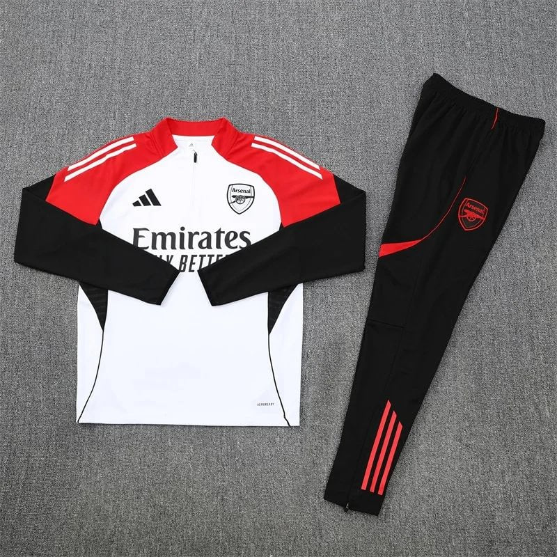 Adult/Kids 2025/2026 Arsenal Half-Pull Training Wear White Football Shirt